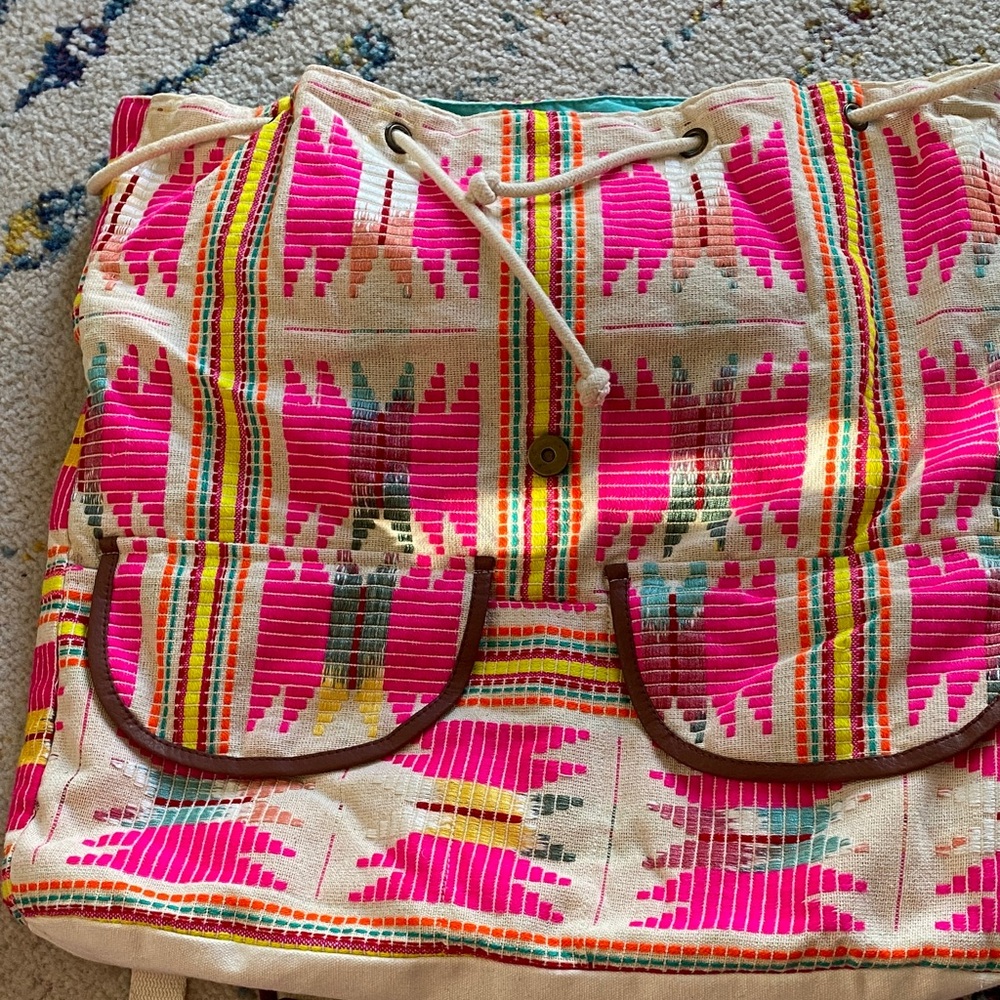 Pura, Vida Vibrant Pink and Cream Tote Bag